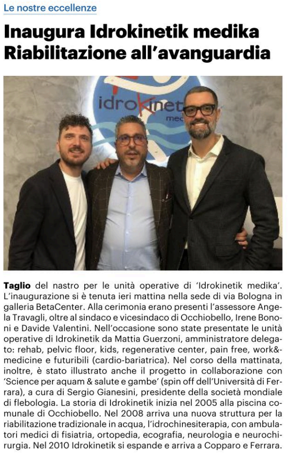 Articolo Il Resto del Carlino - inaugurazione Idrokinetik Medika